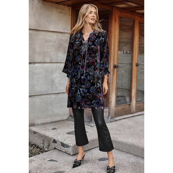 Johnny Was Rayon Silk Vibrant Floral Tie Front Kimono Dress NWT Size Small - Picture 1 of 10